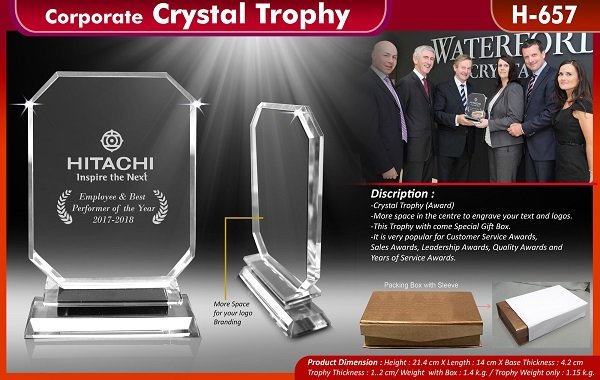 Corporate crystal trophies
